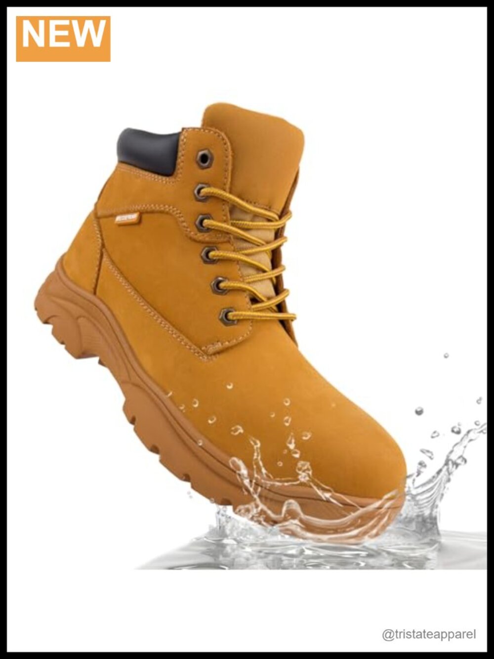 Men's Waterproof Leather Slip Resistant Work Boots Ankle Soft-Toe